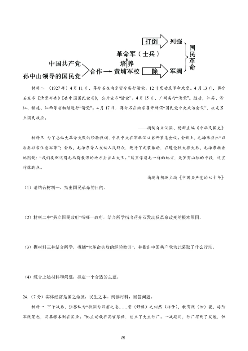 2024-2025通用版中考复习历史测试卷（6套）_中考历史资料合集