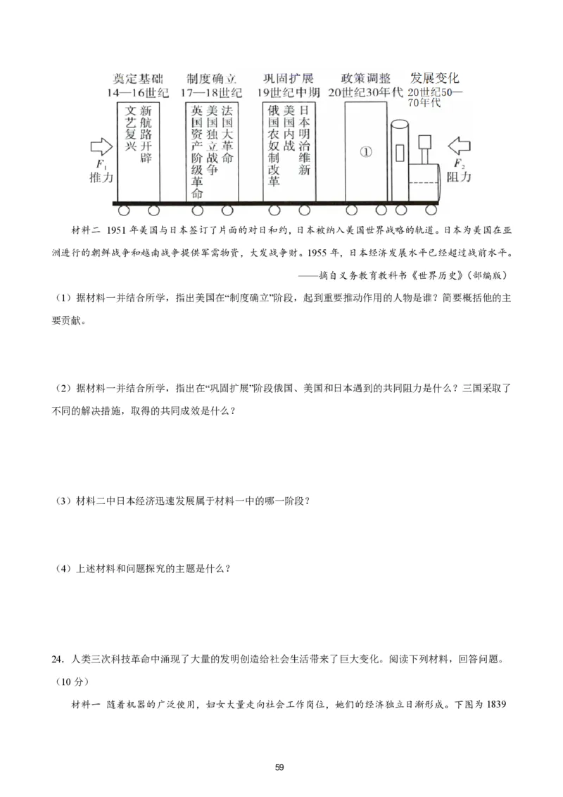 2024-2025通用版中考复习历史测试卷（6套）_中考历史资料合集