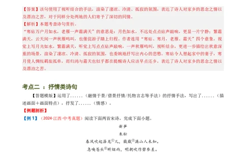专题09：古诗词鉴赏之诗句赏析-备战2025年中考语文一轮复习古代诗歌阅读（全国通用）解析版_中考复习资料_语数英物化_1语文中考复习_2025年中考资料