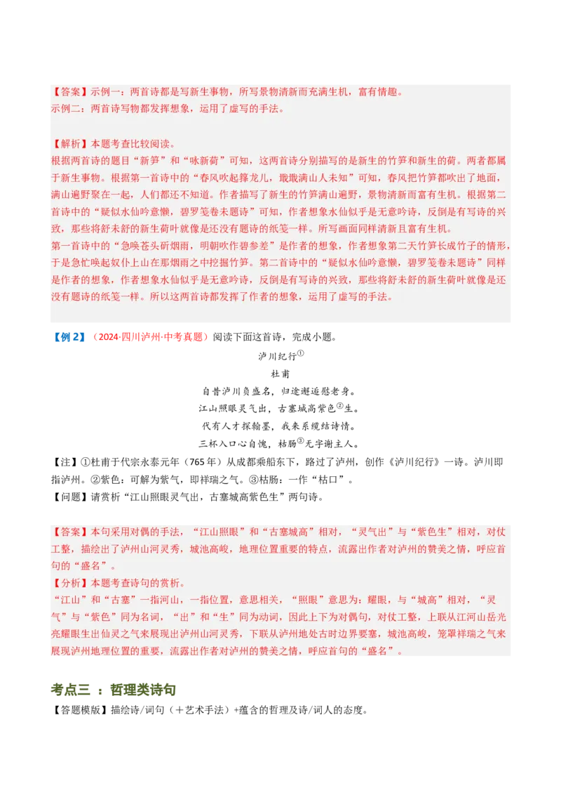 专题09：古诗词鉴赏之诗句赏析-备战2025年中考语文一轮复习古代诗歌阅读（全国通用）解析版_中考复习资料_语数英物化_1语文中考复习_2025年中考资料