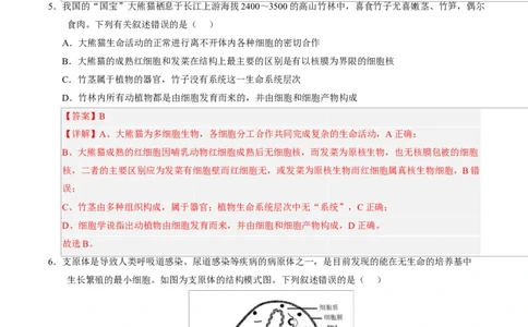 高一生物上学期第一次月考01（全解全析）（人教版2019）_2025年10月高一试卷_2510032025-2026学年高一生物上学期第一次月考