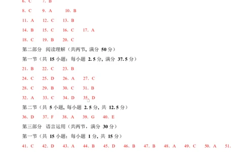 高一英语第一次月考卷02（参考答案）（江苏专用）_2025年10月高一试卷_2510052025-2026学年高一英语上学期第一次月考试题