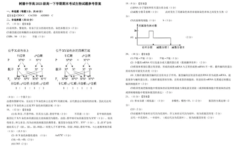 高一生物参考答案_2024年07月试卷_0710四川省成都市树德中学2023-2024学年高一下学期期末考试_四川省成都市青羊区四川省成都市树德中学2023-2024学年高一下学期7月期末生物试题