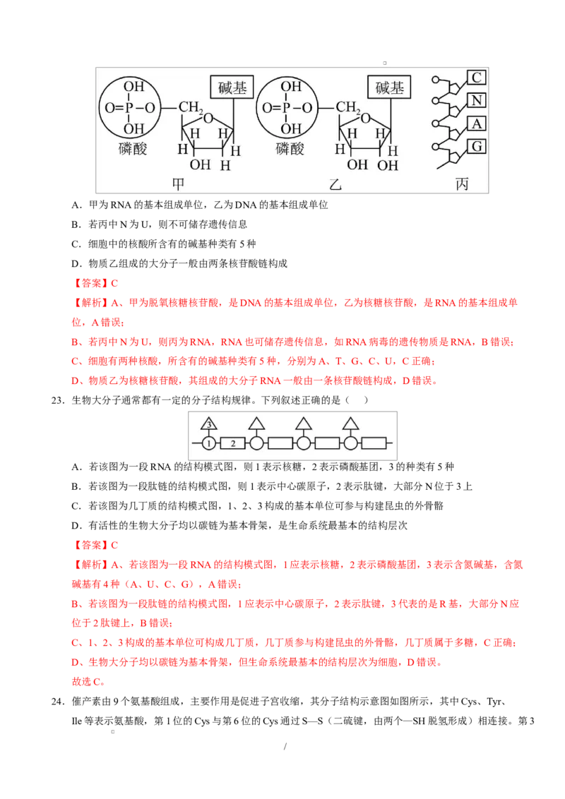 高一生物上学期第一次月考（福建专用）（全解全析）_2025年10月高一试卷_2510032025-2026学年高一生物上学期第一次月考_2025-2026学年高一生物上学期第一次月考（福建专用）Word版含解析