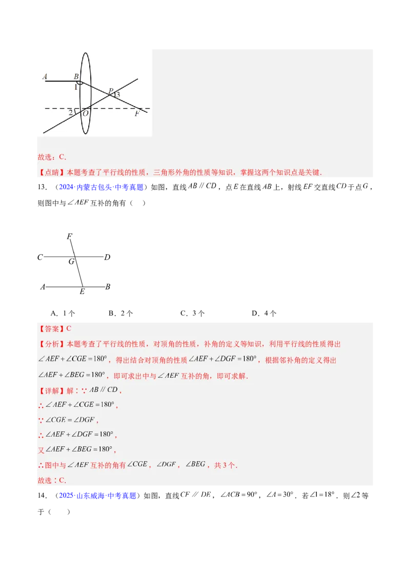 专题13几何图形初步与平行线（全国通用）（解析版）_中考复习资料_语数英物化_2数学中考复习_2026年中考复习（更新中）