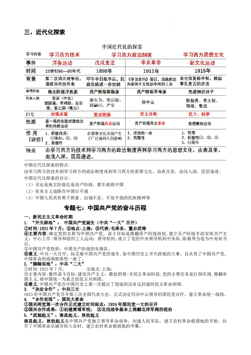 2026中考历史专题知识复习讲义（可下载打印）_中考历史资料合集