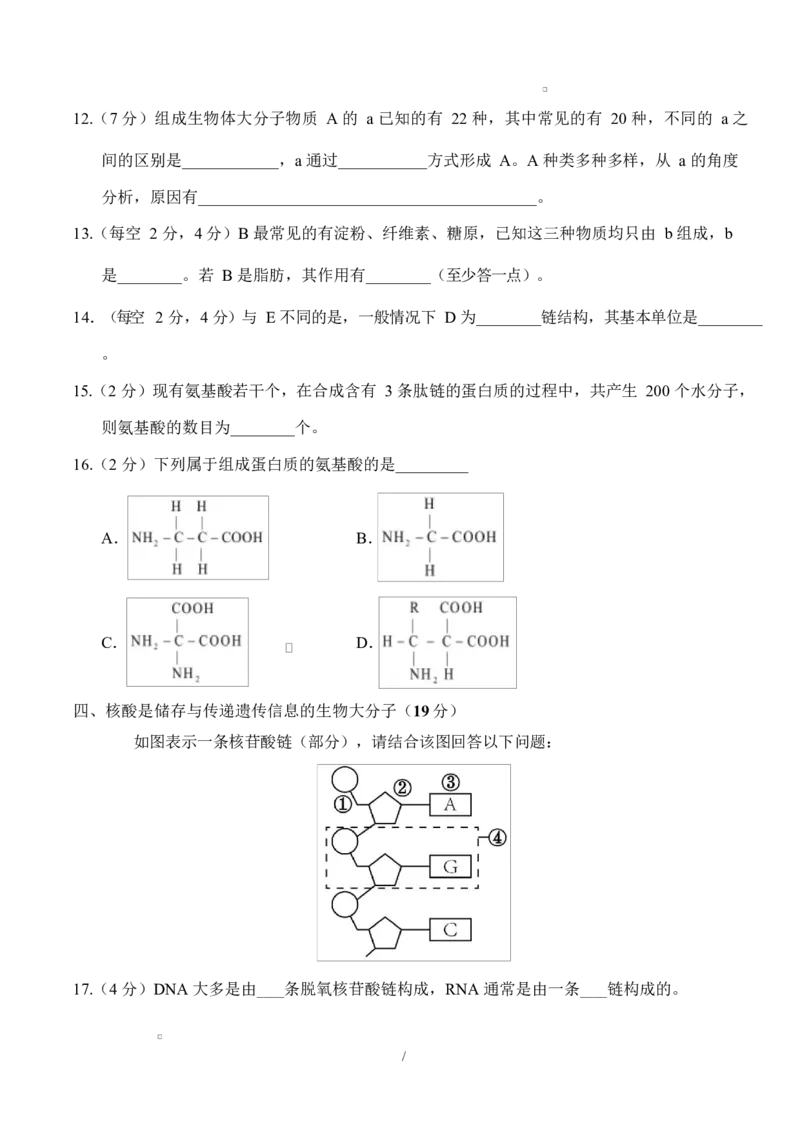 高一生物上学期第一次月考（上海专用）（考试版）_2025年10月高一试卷_2510032025-2026学年高一生物上学期第一次月考