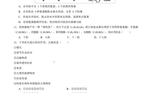 高一生物第一次月考卷测试范围：人教版2019必修1第1章~第3章（考试版）_2025年10月高一试卷_2510032025-2026学年高一生物上学期第一次月考