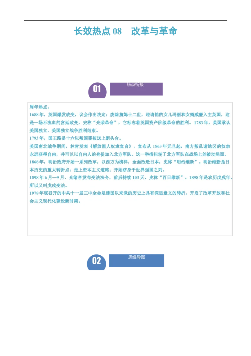 长效热点08改革与革命（解析版）_中考历史资料合集_中考历史八大长效热点_长效热点08改革与革命-中考之历史长效热点复习全攻略