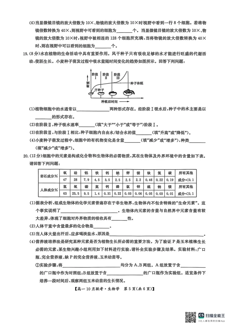 高一生物2025-10-1516.45_2025年10月高一试卷_251019河南洛阳强基联盟2025-2026学年高一上学期10月联考（全）_河南洛阳强基联盟2025-2026学年高一上学期10月联考生物试题含答案