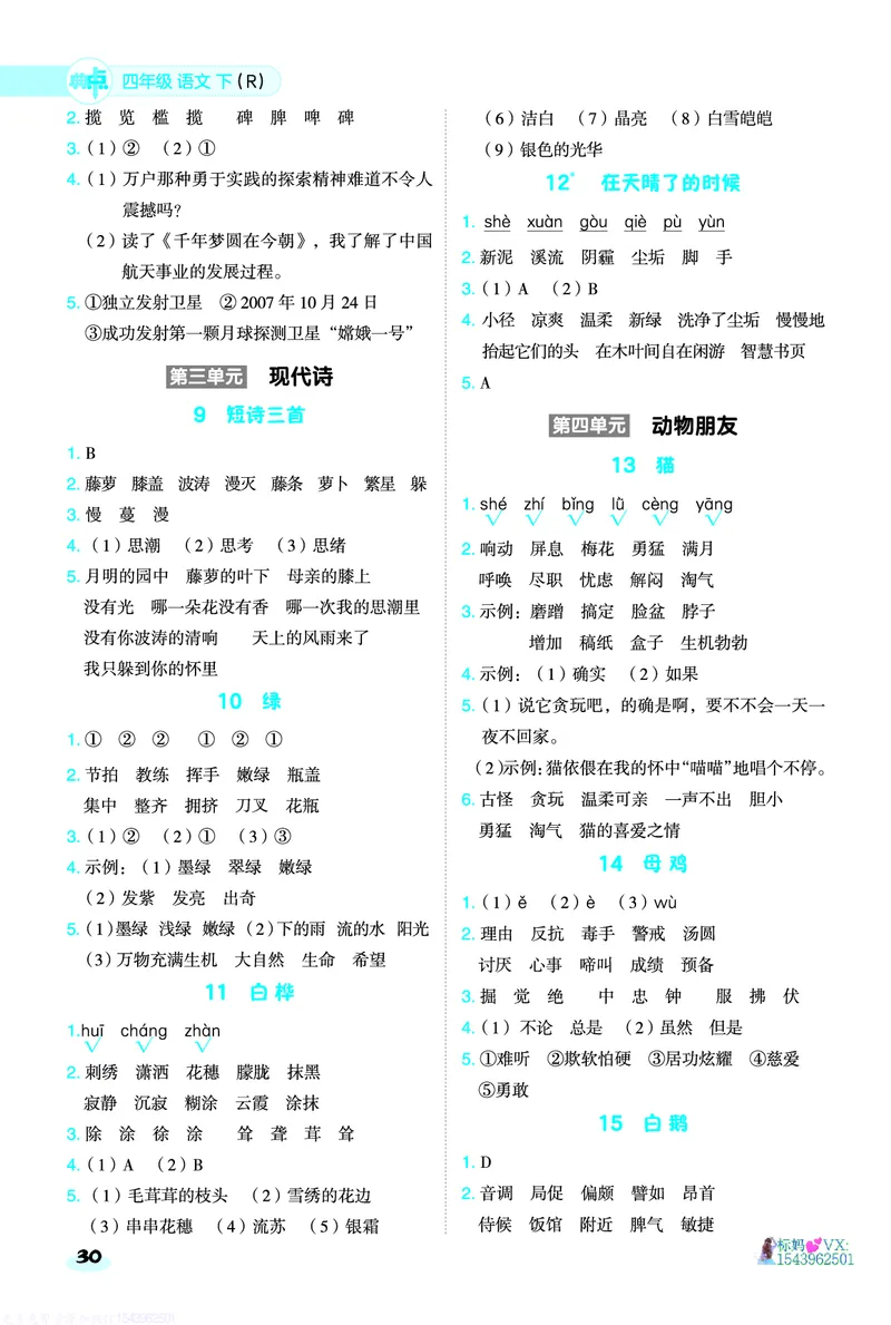 25春四下语文-典中点基础8分钟_2026春小学教辅大合集_6-26春《典中点》系列_26春《典中点》语文人教版（完整版）_25春最新1-6年级语文下册典中点+试卷
