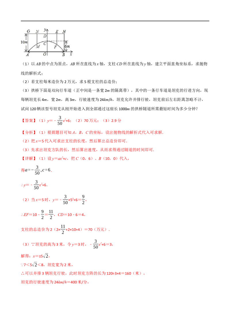 专题13二次函数的应用（10个高频考点）（举一反三）（全国通用）（解析版）_中考复习资料_语数英物化_2数学中考复习_2023年中考复习资料_专项复习