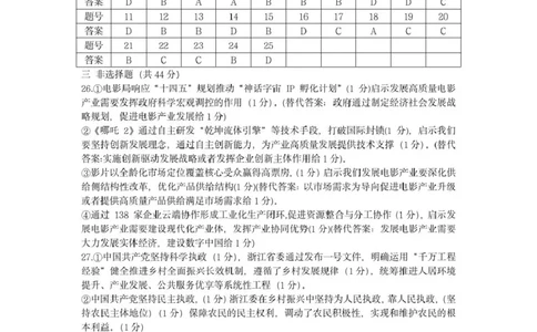 高一政治答案_2025年05月试卷_0522浙江省浙南名校2024-2025学年高一下学期4月期中联考试题_浙江省浙南名校2024-2025学年高一下学期4月期中联考政治试题
