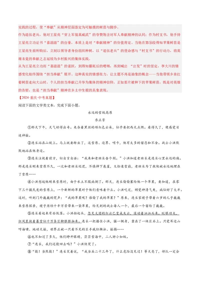 专题17小说阅读（一）（全国通用）（解析版）_中考复习资料_语数英物化_1语文中考复习_2026年中考复习（更新中）_好题汇编三年（2023-2025）中考语文真题分类汇编（全国通用）