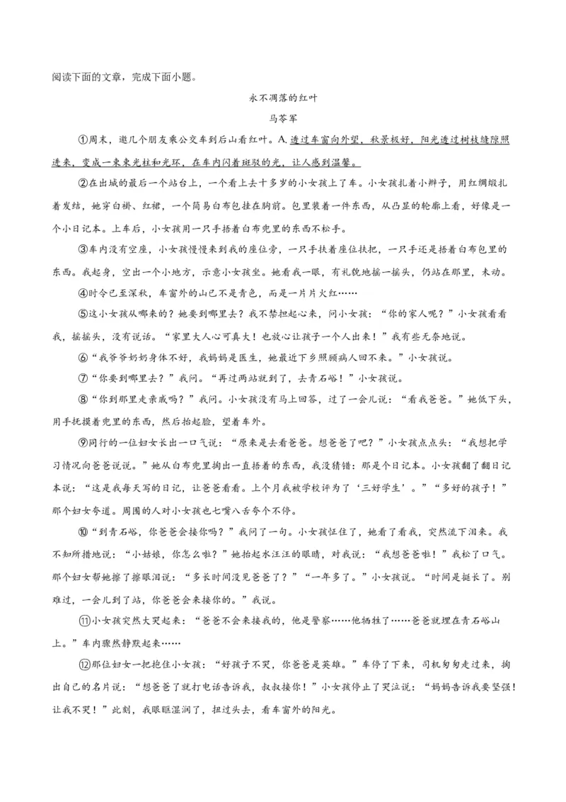 专题17小说阅读（一）（全国通用）（解析版）_中考复习资料_语数英物化_1语文中考复习_2026年中考复习（更新中）_好题汇编三年（2023-2025）中考语文真题分类汇编（全国通用）