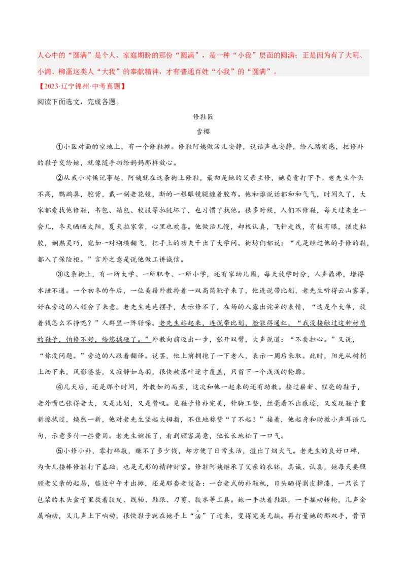 专题17小说阅读（一）（全国通用）（解析版）_中考复习资料_语数英物化_1语文中考复习_2026年中考复习（更新中）_好题汇编三年（2023-2025）中考语文真题分类汇编（全国通用）