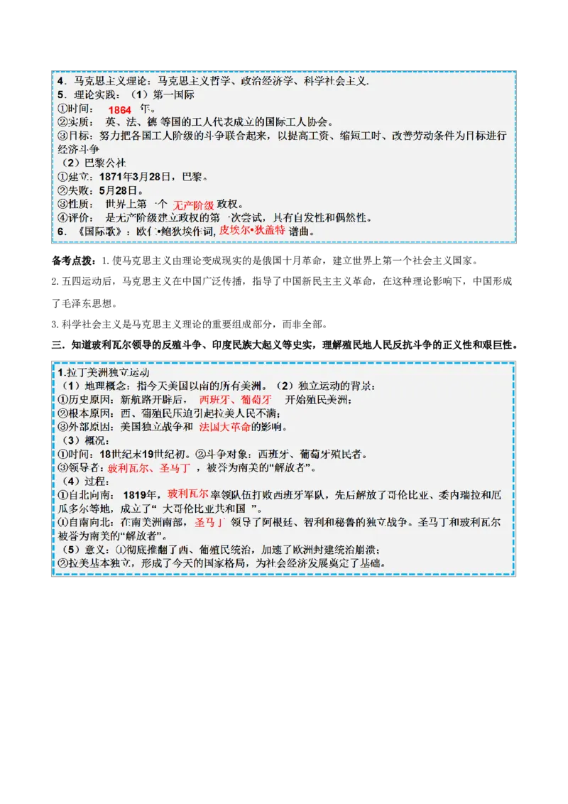 重难点15二次工业革命、国际共产主义运动的兴起和近代科学文化、殖民地人民的反抗与资本主义制度的扩展（解析版）_8历史中考复习_2023年中考复习资料_专项复习