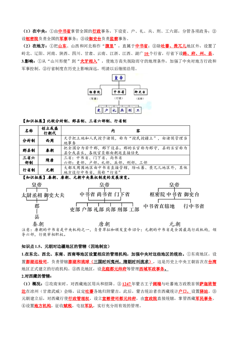 （讲义）专题05辽宋夏金元时期：民族关系发展和社会变化修改版（解析版）_中考历史资料合集_中考历史一轮复习讲义_配套讲义（原卷版+解析版）_教师版（含答案解析）