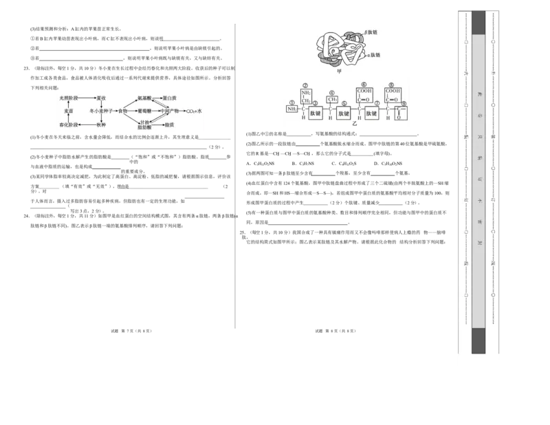 高一生物上学期第一次月考02测试范围：必修1第1章-第2章第4节（考试版A3）（人教版2019）_2025年10月高一试卷_2510032025-2026学年高一生物上学期第一次月考