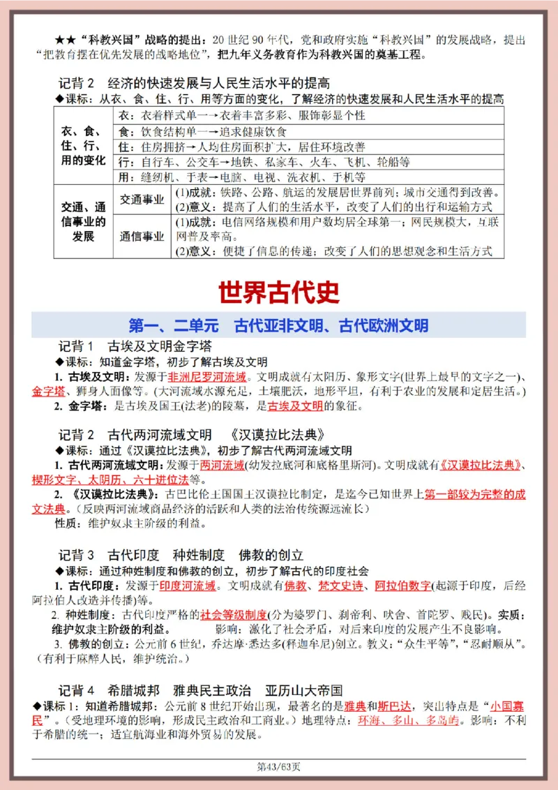 2026中考历史全六册复习提纲_中考历史资料合集_2026中考历史一轮复习资料(默写版+背诵版）
