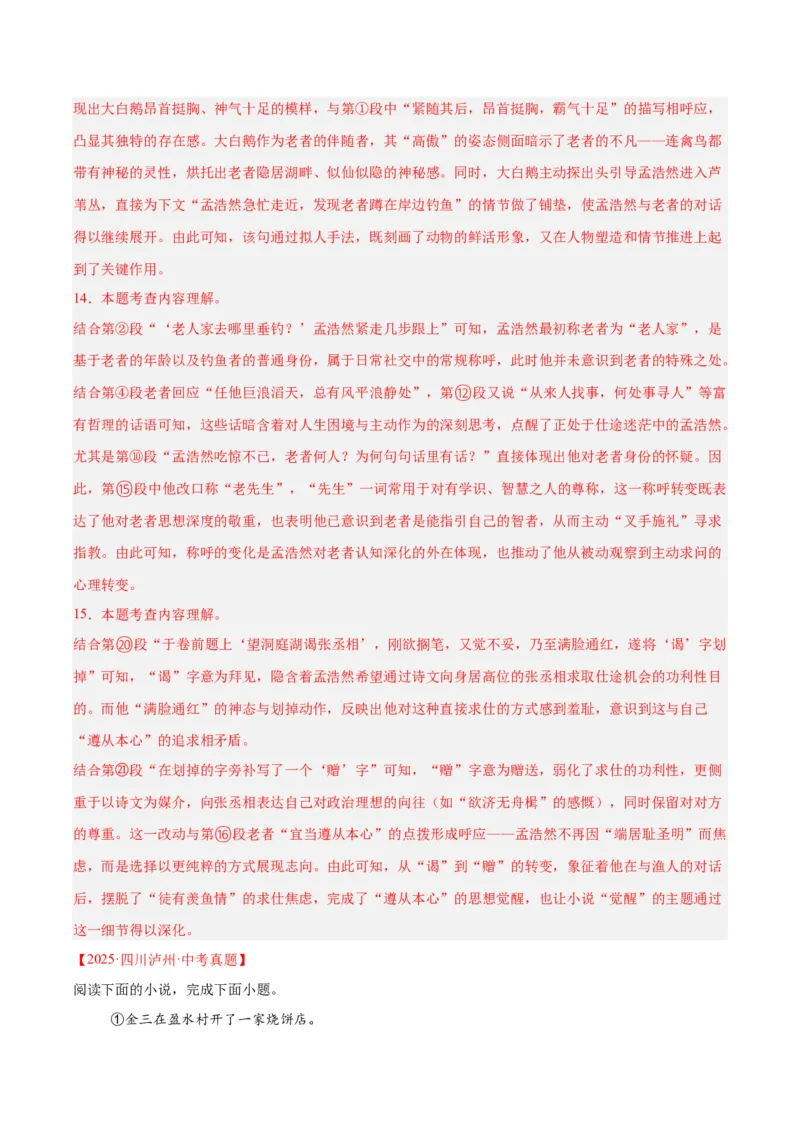 专题18小说阅读（二）（全国通用）（解析版）_中考复习资料_语数英物化_1语文中考复习_2026年中考复习（更新中）_好题汇编三年（2023-2025）中考语文真题分类汇编（全国通用）