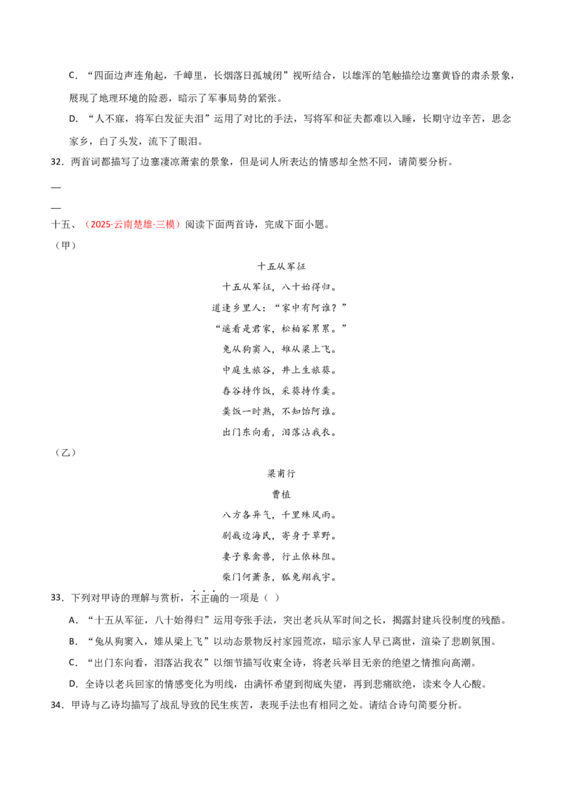 专题21：九下古诗词+古诗词阅读精练（练习）原卷版_中考复习资料_语数英物化_1语文中考复习_2026年中考复习（更新中）_备战2026年中考语文一轮复习之古诗文专题（全国通用）