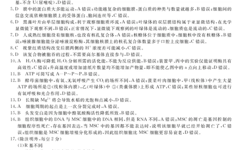 高一生物答案_2026年01月高一试卷_260129河南省新未来2025-2026学年高一上学期1月测评_河南省南阳市新未来2025-2026学年高一上学期1月月考生物试题含答案