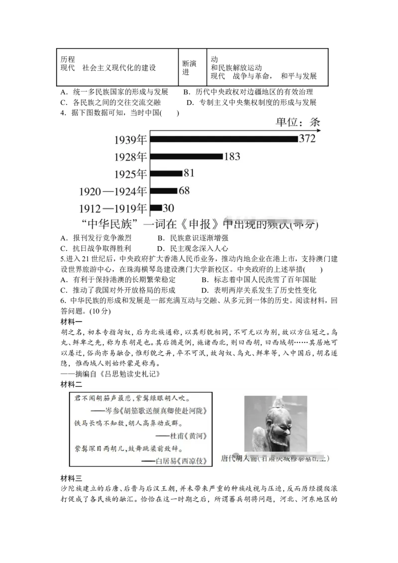 2025年中考历史热点专题（九）：中华民族多元一体与中华民族伟大复兴_中考历史资料合集_2025中考历史热点专题复习（可下载打印）