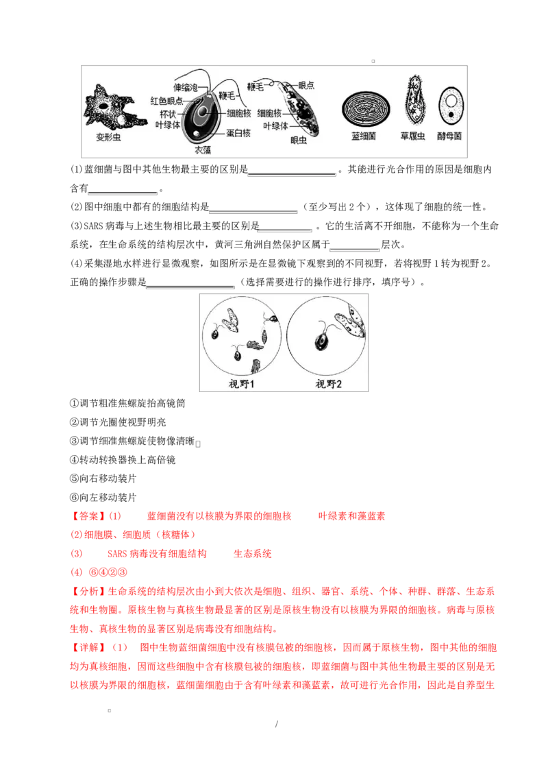 高一生物上学期第一次月考卷（天津专用）（全解全析）_2025年10月高一试卷_2510032025-2026学年高一生物上学期第一次月考