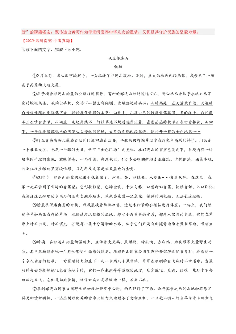 专题20散文阅读（二）（全国通用）（解析版）_中考复习资料_语数英物化_1语文中考复习_2026年中考复习（更新中）_好题汇编三年（2023-2025）中考语文真题分类汇编（全国通用）