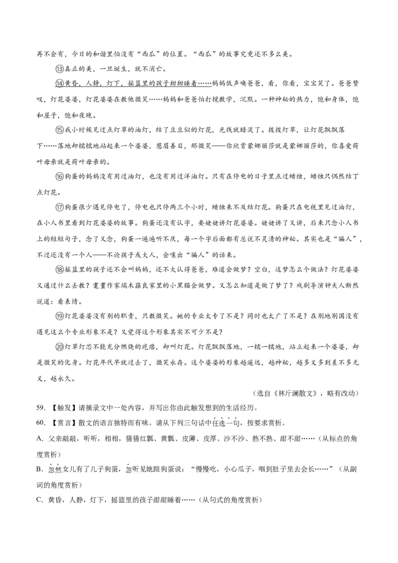专题20散文阅读（二）（全国通用）（解析版）_中考复习资料_语数英物化_1语文中考复习_2026年中考复习（更新中）_好题汇编三年（2023-2025）中考语文真题分类汇编（全国通用）