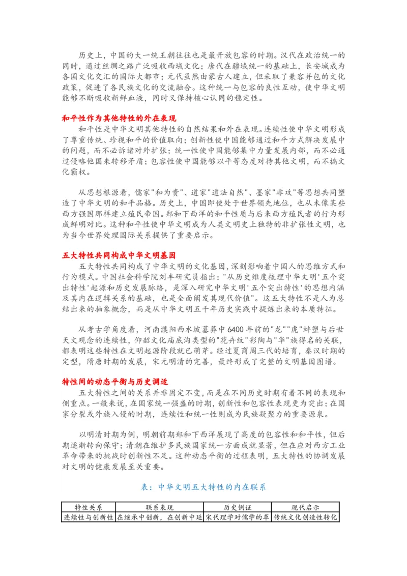 2025年中考历史复习热点专题（一）：中华文明的五大特性_中考历史资料合集_2025中考历史热点专题复习（可下载打印）