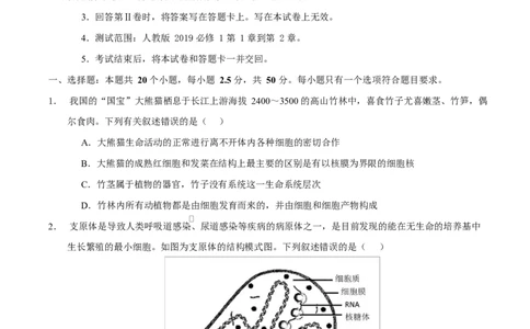 高一生物上学期第一次月考卷（四川专用）（考试版）_2025年10月高一试卷_2510032025-2026学年高一生物上学期第一次月考_2025-2026学年高一生物上学期第一次月考（四川专用）Word版含解析