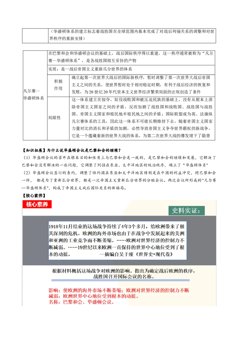 （讲义）专题25第一次世界大战和战后初期的世界（原卷版）_8历史中考复习_2024年中考复习资料_一轮复习资料_完课件+讲义+练习2024年中考历史一轮复习讲练测（全国通用）