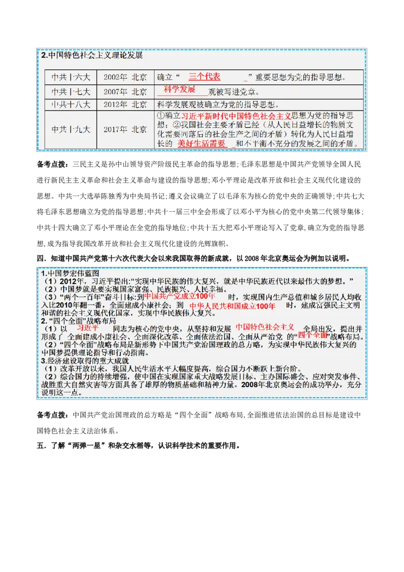 重难点10中国特色社会主义道路、科技文化与社会生活（原卷版）_8历史中考复习_2023年中考复习资料_专项复习_冲刺中考2023年历史时事热点抢分集训+重难点抢分攻略