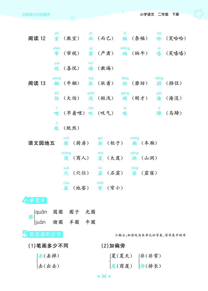 26春53天天练二下人教语文《单元归类知识汇总》_2026春人教语文53单元知识归纳总结