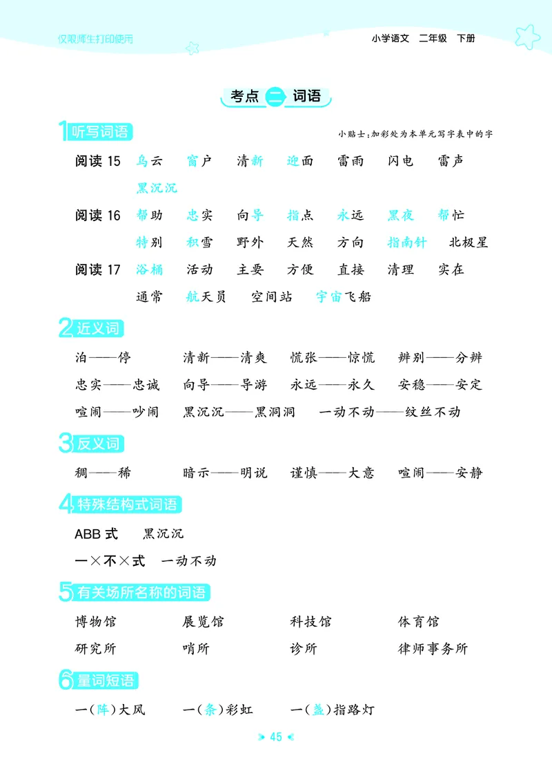 26春53天天练二下人教语文《单元归类知识汇总》_2026春人教语文53单元知识归纳总结
