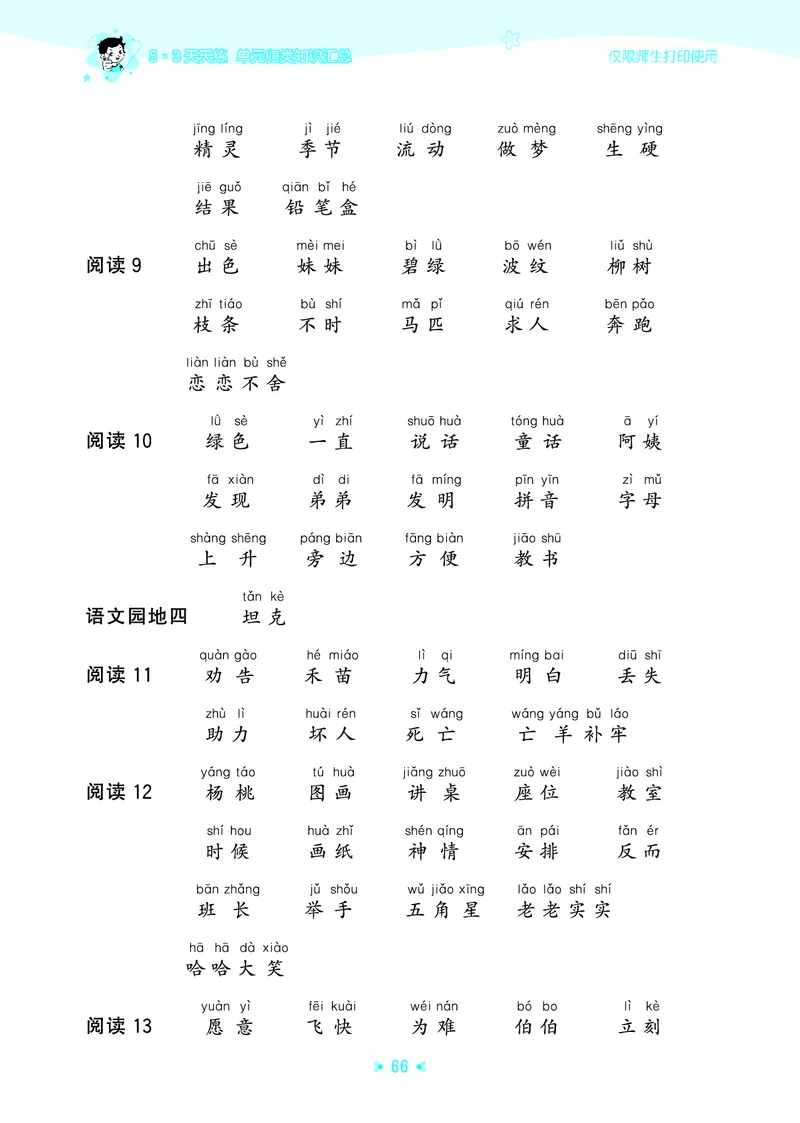 26春53天天练二下人教语文《单元归类知识汇总》_2026春人教语文53单元知识归纳总结