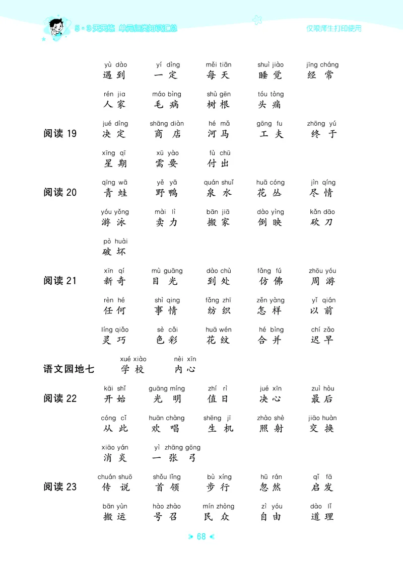 26春53天天练二下人教语文《单元归类知识汇总》_2026春人教语文53单元知识归纳总结