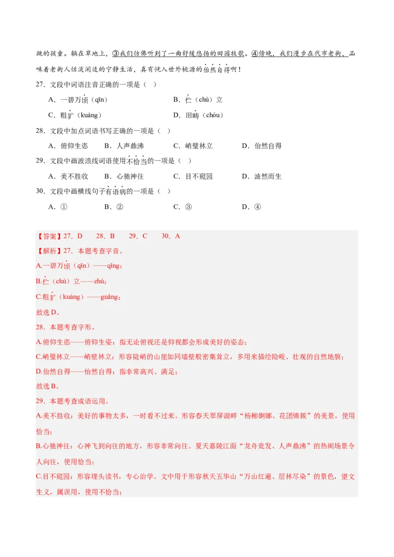 专题06基础知识综合（全国通用）（解析版）_中考复习资料_语数英物化_1语文中考复习_2026年中考复习（更新中）_好题汇编三年（2023-2025）中考语文真题分类汇编（全国通用）