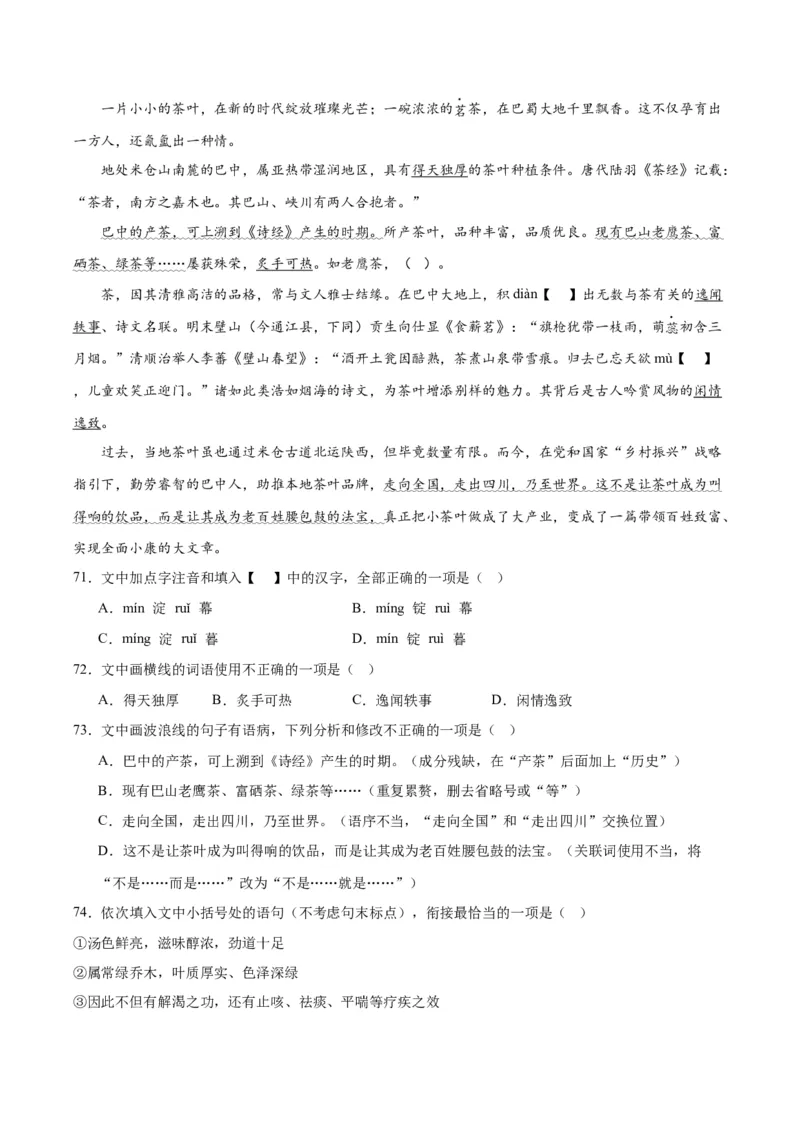 专题06基础知识综合（全国通用）（解析版）_中考复习资料_语数英物化_1语文中考复习_2026年中考复习（更新中）_好题汇编三年（2023-2025）中考语文真题分类汇编（全国通用）