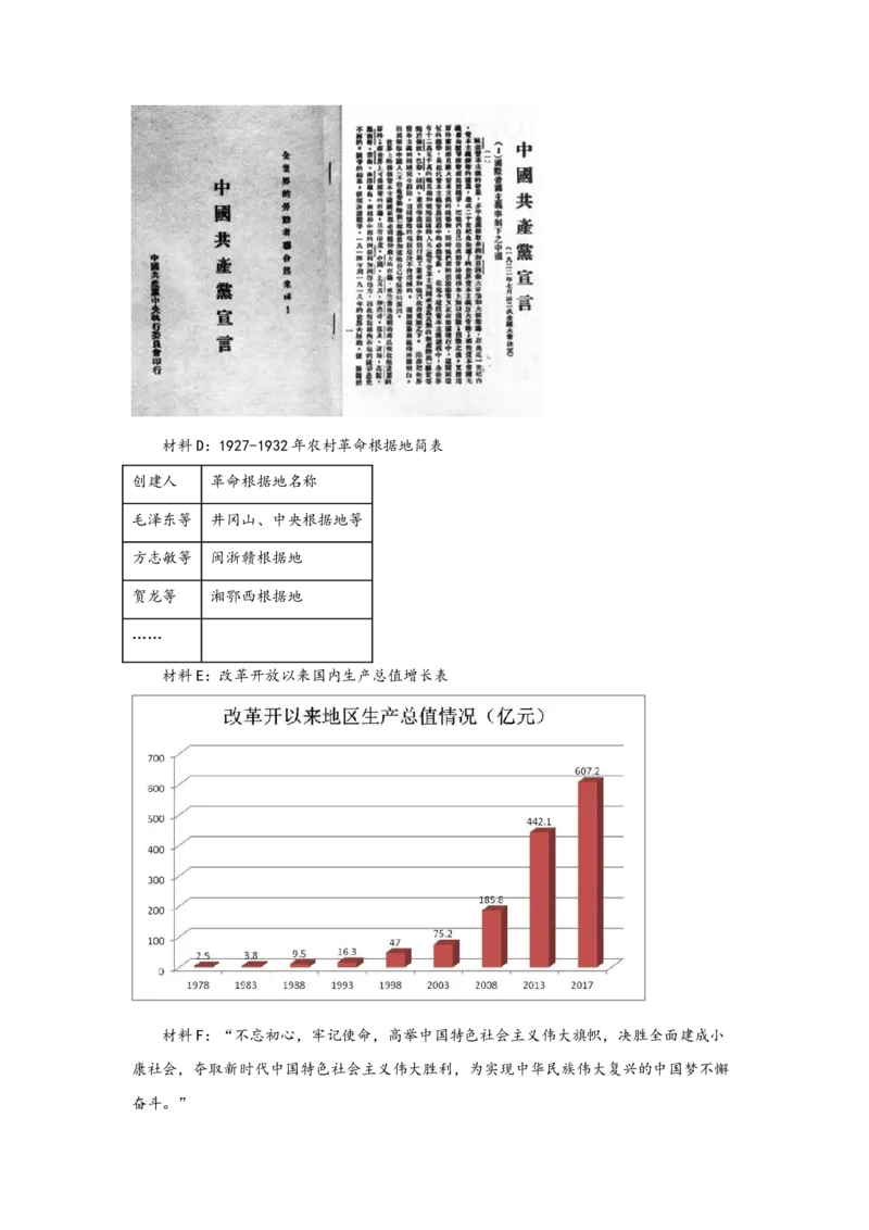 （上海专用）中考历史真题汇编：综合材料题-5年（2020-2024）中考真题+1年模拟真题汇编_8历史中考复习_2025年中考复习资料
