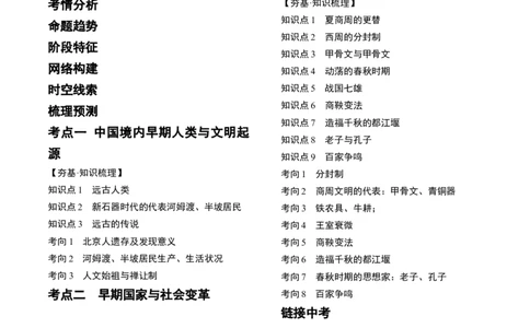 （讲义）专题01先秦时期：中国境内早期人类与文明的起源、早期国家与社会变革修改版（原卷版）_中考历史资料合集_中考历史一轮复习讲义_配套讲义（原卷版+解析版）