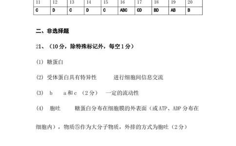高一生物答案_2025年12月高一试卷_251217内蒙古自治区赤峰第四中学2025-2026学年高一上学期12月月考_内蒙古自治区赤峰第四中学2025-2026学年高一上学期12月期中生物试题（含答案）