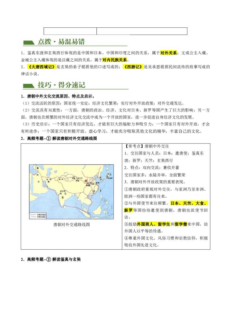 （讲义）专题04隋唐时期：繁荣与开放的时代修改版（原卷版）_8历史中考复习_2024年中考复习资料_一轮复习资料_完课件+讲义+练习2024年中考历史一轮复习讲练测（全国通用）