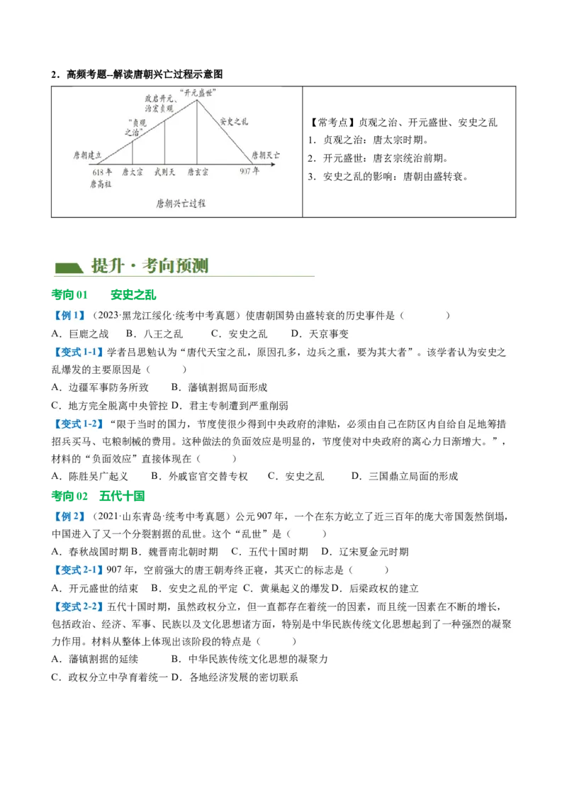 （讲义）专题04隋唐时期：繁荣与开放的时代修改版（原卷版）_8历史中考复习_2024年中考复习资料_一轮复习资料_完课件+讲义+练习2024年中考历史一轮复习讲练测（全国通用）