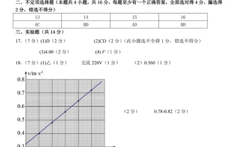 高一物理答案_2025年12月高一试卷_251204浙江省金兰教育合作组织2025-2026学年高一上学期11月期中联考（全）