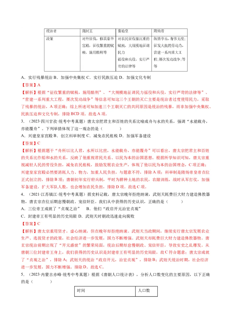 （讲义）专题04隋唐时期：繁荣与开放的时代修改版（解析版）_中考历史资料合集_中考历史一轮复习讲义_配套讲义（原卷版+解析版）_教师版（含答案解析）