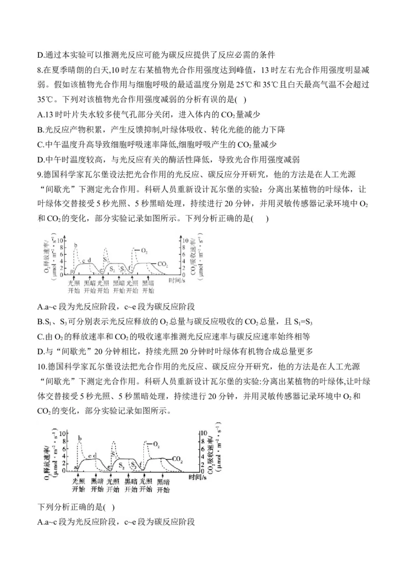 （6）光合作用&mdash;&mdash;2025届高考生物二轮复习易错重难提升（含解析）_2025年新高考资料_二轮复习_2025届高考生物二轮复习易错重难提升（含解析）