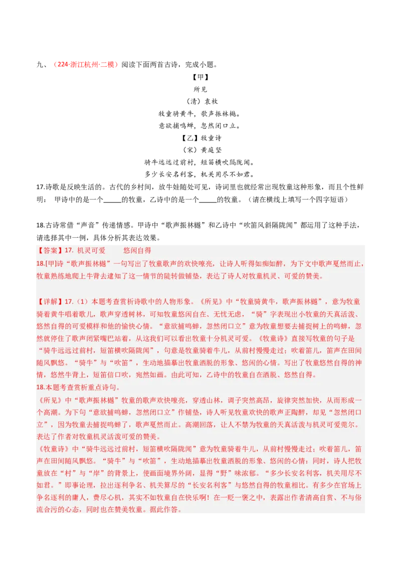 专题10：古诗词阅读之鉴赏艺术形象-备战2025年中考语文一轮复习古代诗歌阅读（全国通用）解析版_中考复习资料_语数英物化_1语文中考复习_2025年中考资料